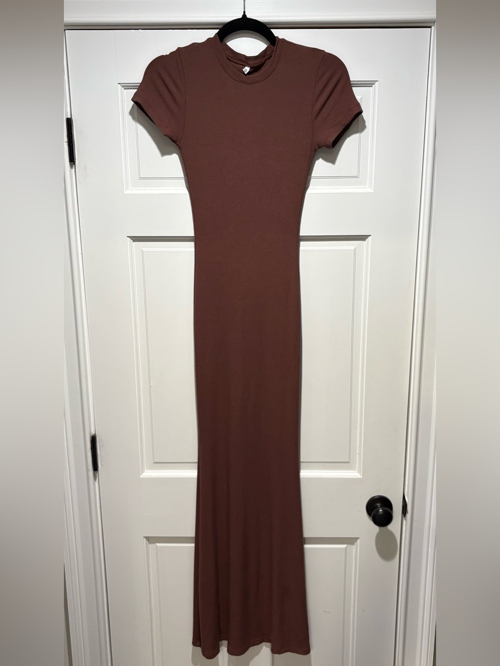 ReoRia Brown Short-Sleeve Maxi Dress